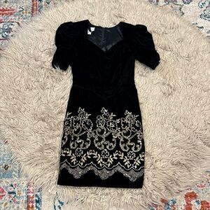Jessica McClintock Velvet 80s Gunnesax dress size 5-6
